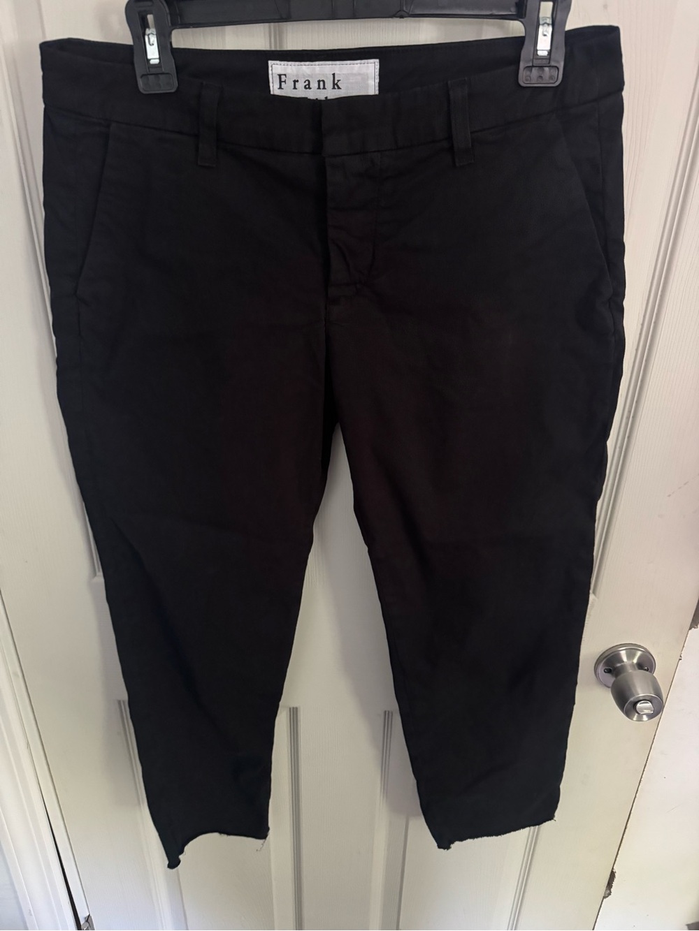 Frank & Eileen Wicklow Italian Cotton Chino Pants Black Size 6 Raw Hem - Picture 5 of 15